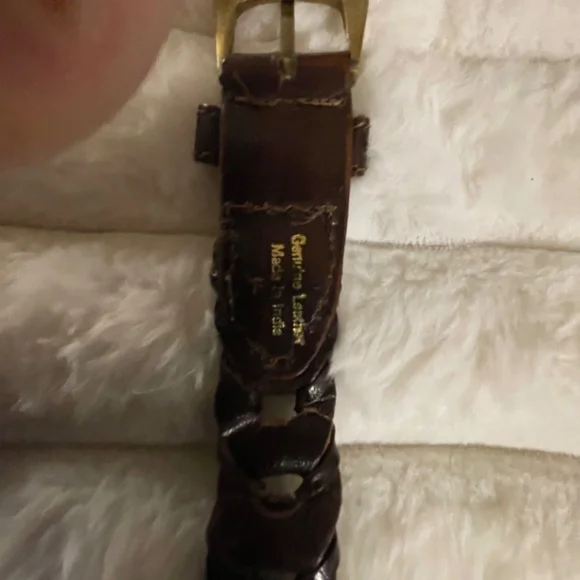 VINTAGE from 70s, HAND-CRAFTED BRAIDED ,Brown Leather BELT Women’s Size M, INDIA - Picture 5 of 7